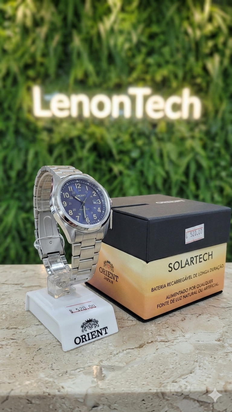 Orient Solartech Quartz Calendario Prata